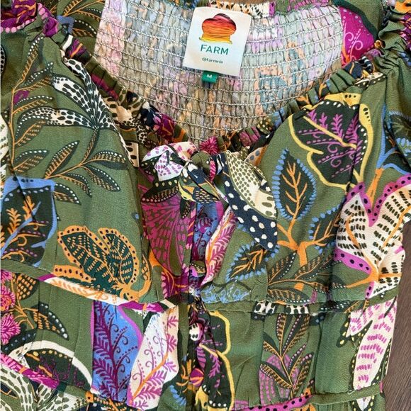 Farm Rio Green Wild Jungle Corset Midi Dress – Size M - Picture 4 of 4